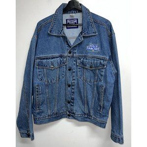 Vintage 90s Hard Rock Cafe Jolly Rancher Mens Denim Blue Jean Jacket SZ L Promo